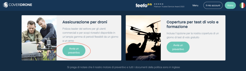 Avvia un preventivo Coverdrone