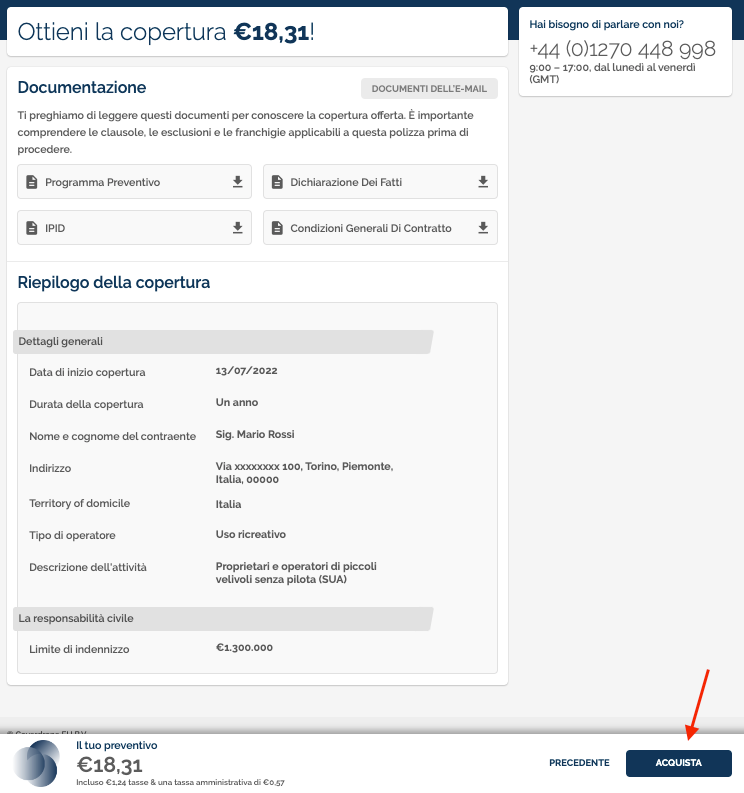 Garanzie e attrezzatura Coverdrone