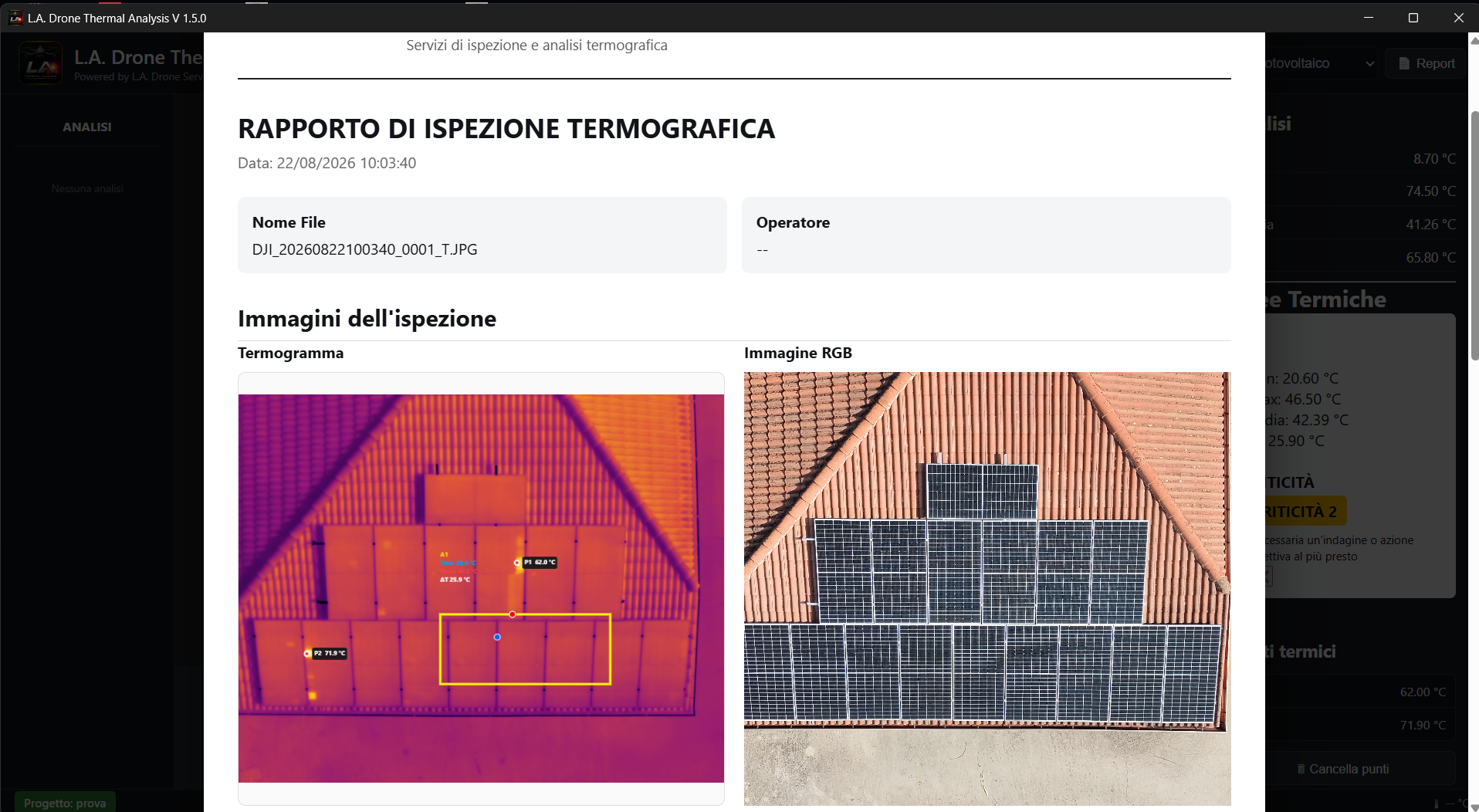 Report professionale generato da L.A. Thermal Analysis